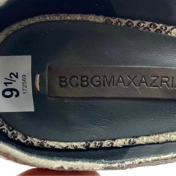 NEW BCBGMaxAzria Pump Nate Black Snake Print Leather Peep Toe Size 9.5 - Picture 9 of 13